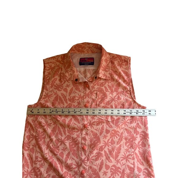 XCaster Outdoor Salmon Leaf Print Sleeveless Snap Front UPF Protection Top, Medi - Picture 8 of 9